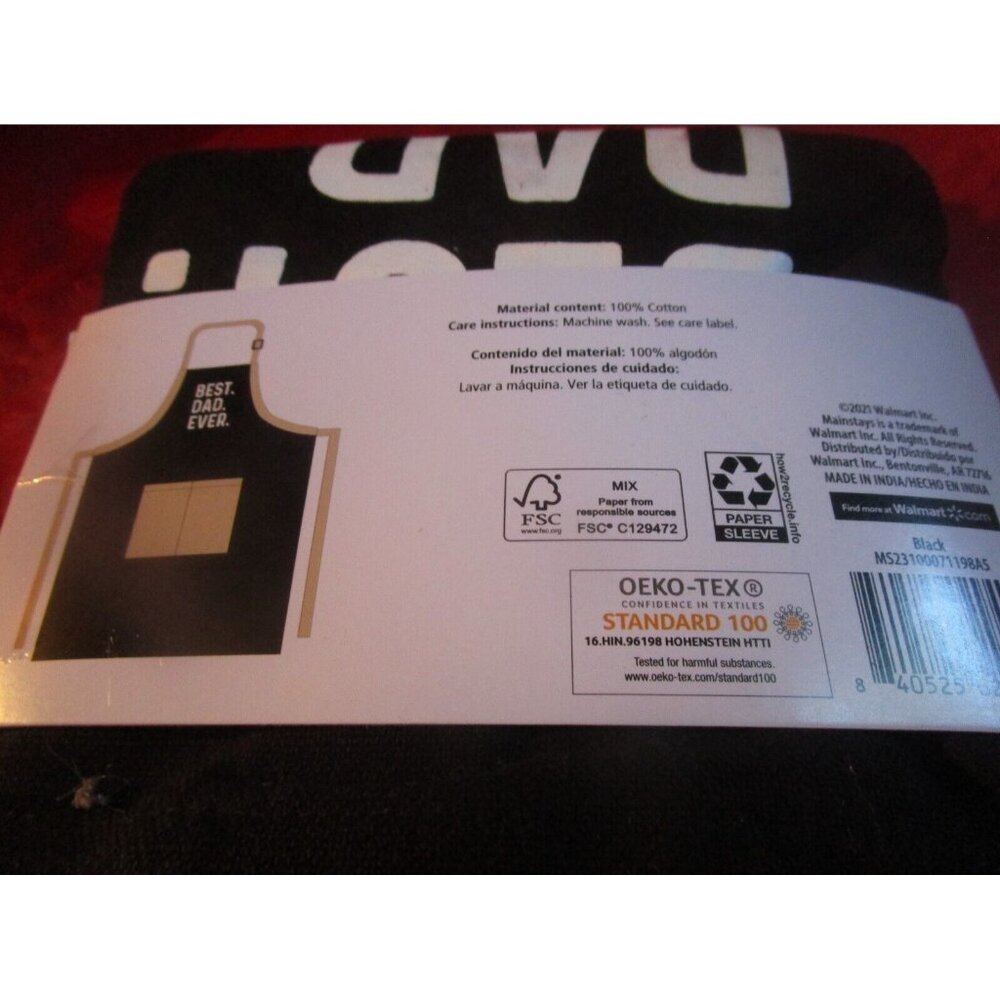 Mainstays Dad Apron Black Tan Best Dad Ever Birthday Fathers Day Christmas Gift
